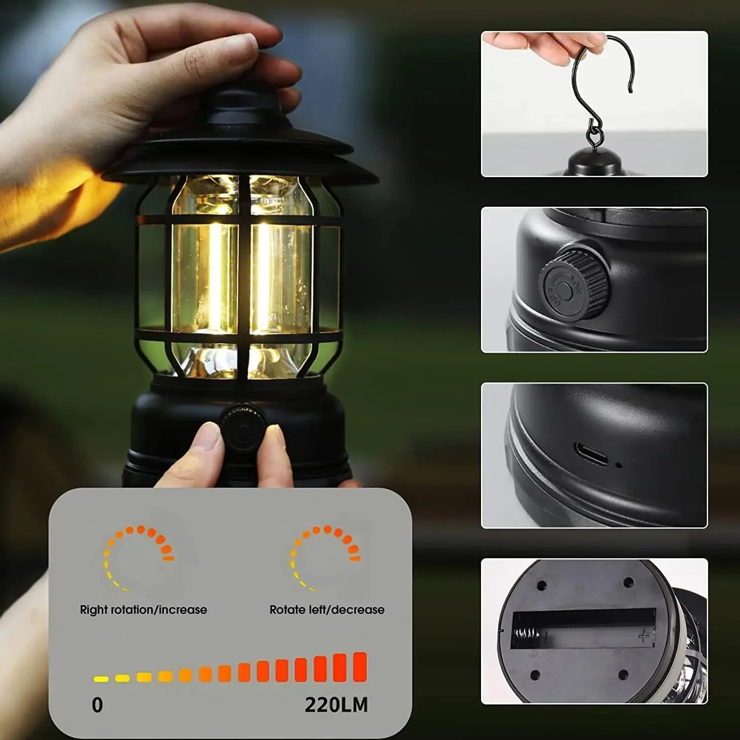 2Pack Camping Lantern USB Rechargeable