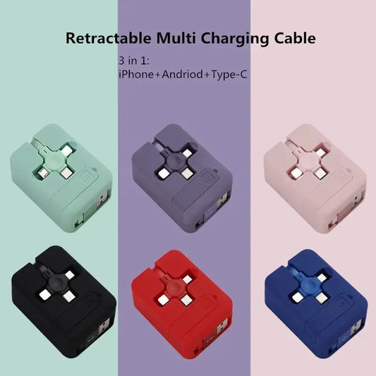 3 in 1 Retractable Multi Charging Cable Cord