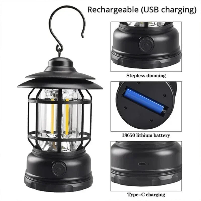 2Pack Camping Lantern USB Rechargeable 