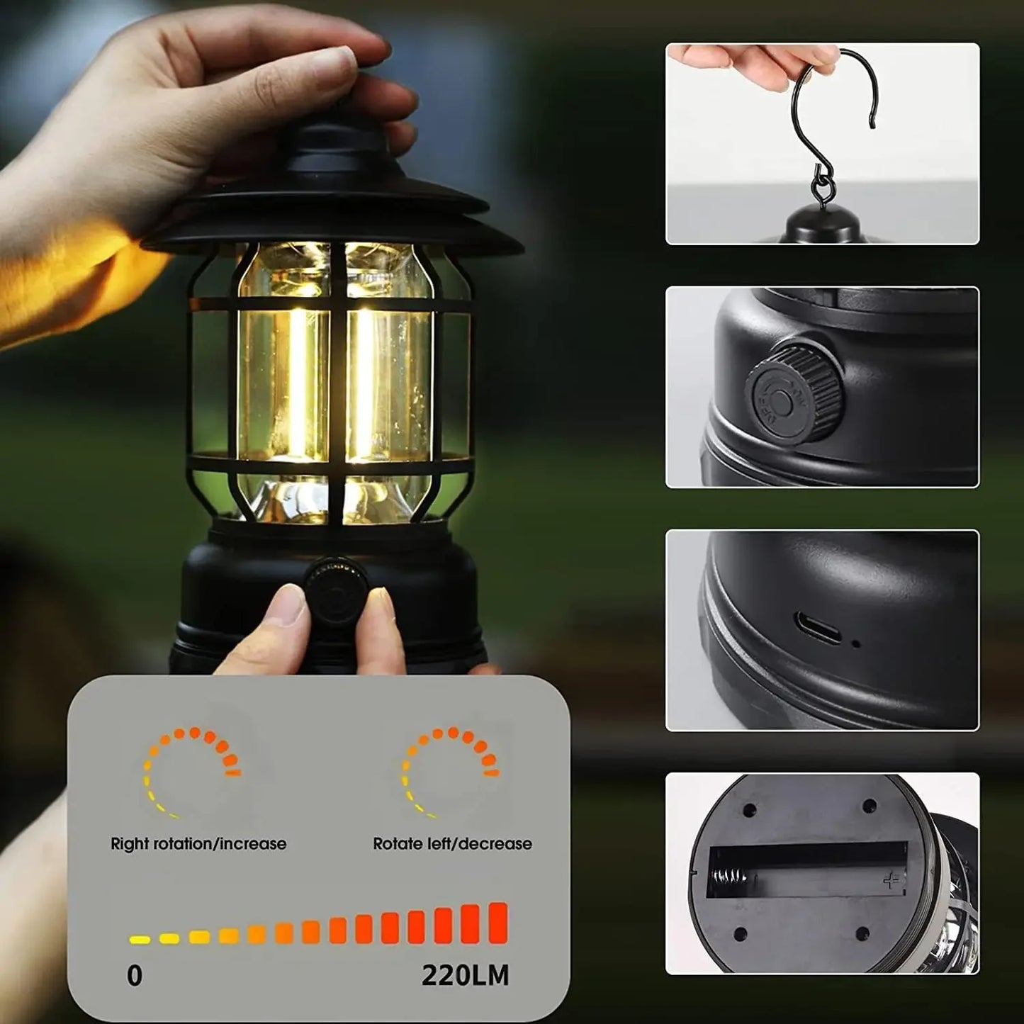 2Pack Camping Lantern USB Rechargeable 